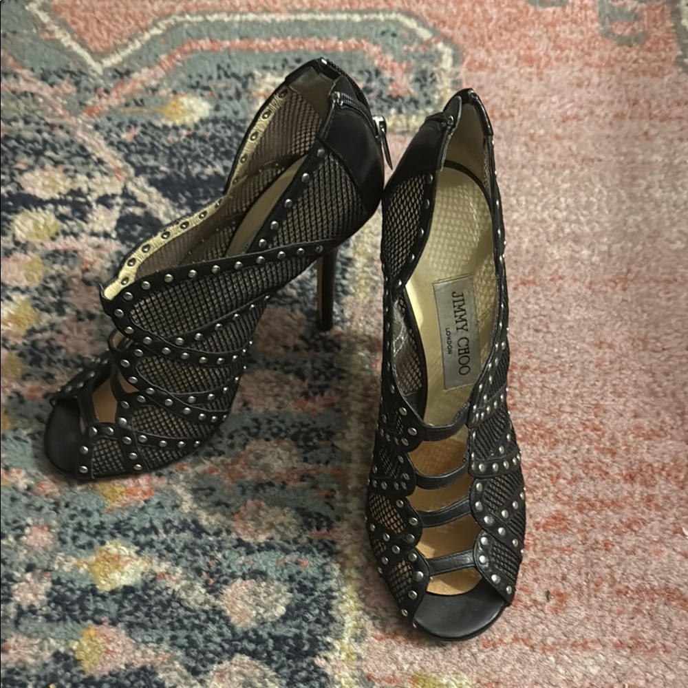 Jimmy Choo Black Peep-Toe Heels